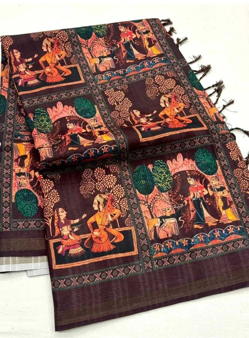 Kosova Print Vol 1 Tusser Silk Kalamkari Printed Saree 5