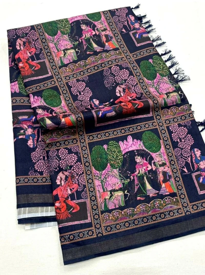 Kosova Print Vol 1 Tusser Silk Kalamkari Printed Saree 9