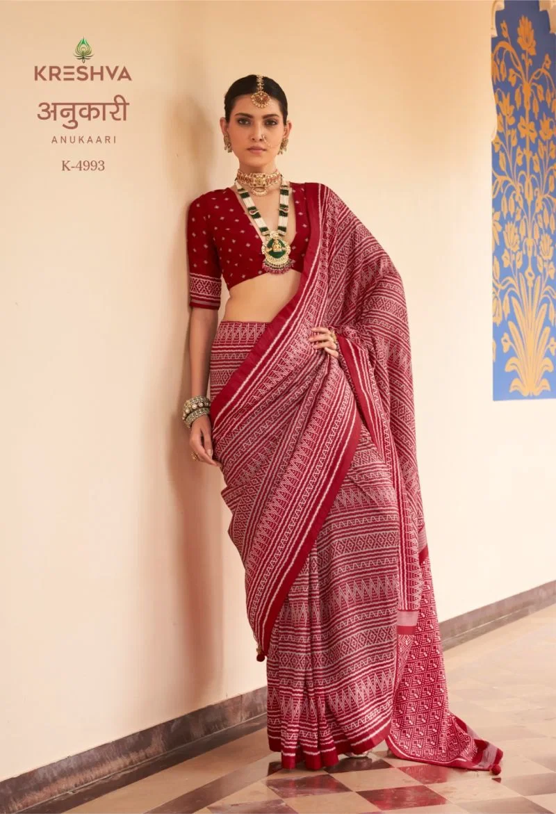 Kreshva Anukaari Pv Silk Printed Designer Saree Collection