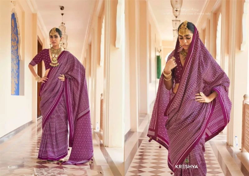 Kreshva Anukaari Pv Silk Printed Designer Saree Collection 5