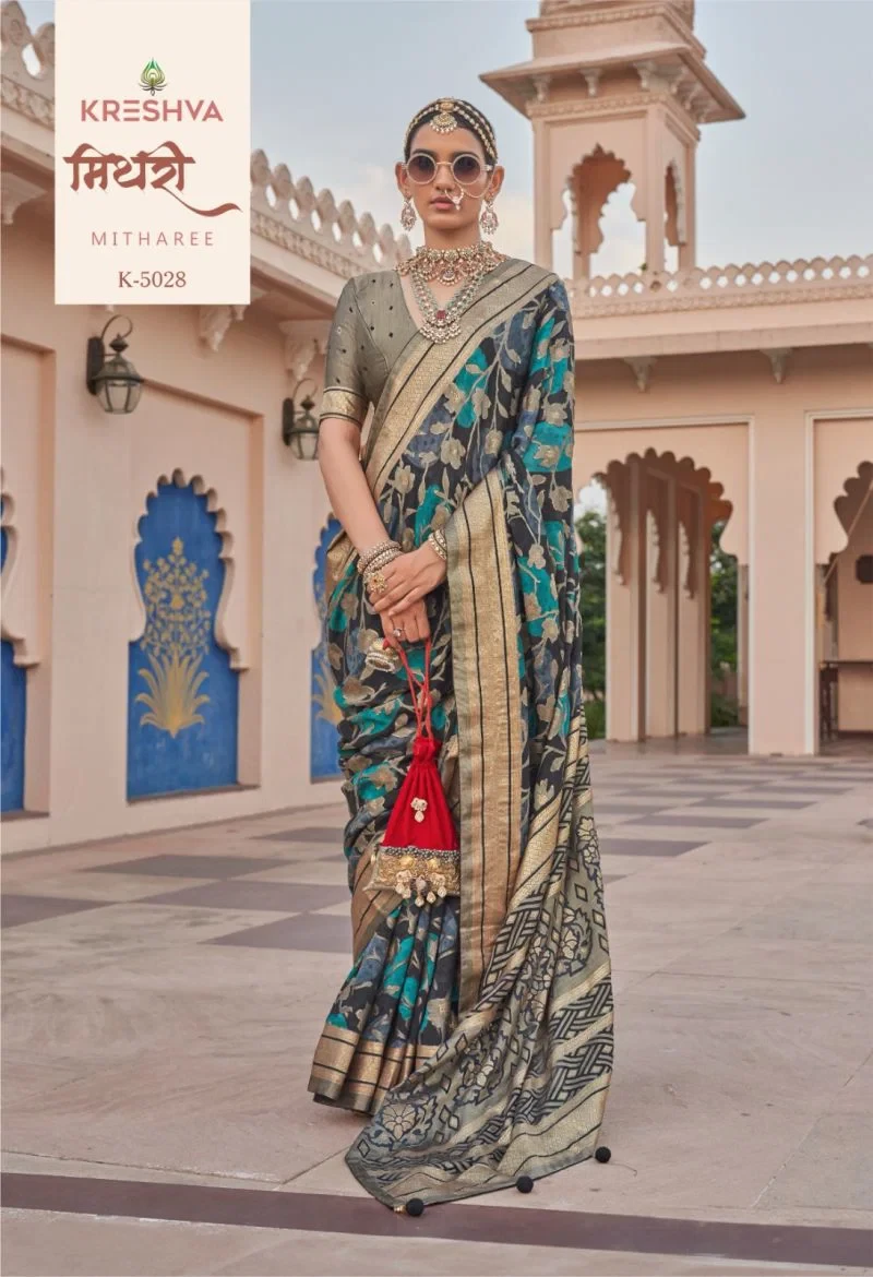 Kreshva Mitharee Pv Georgette Brunout Fancy Design Saree Collection 1