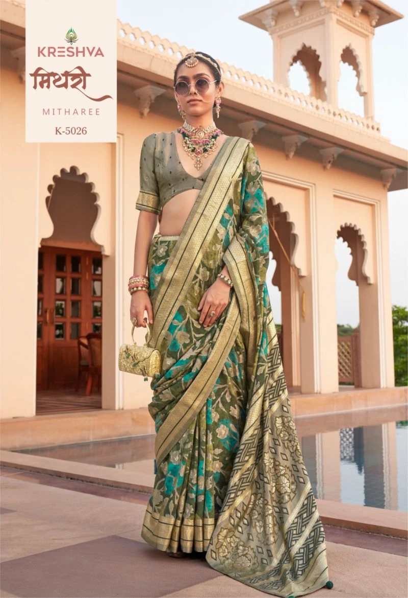 Kreshva Mitharee Pv Georgette Brunout Fancy Design Saree Collection 2