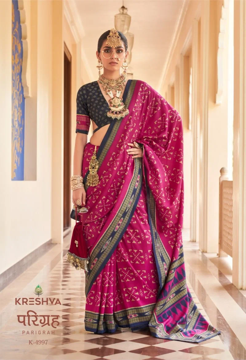 Kreshva Parigrah Mercerised Silk Printed Designer Saree Collection 6