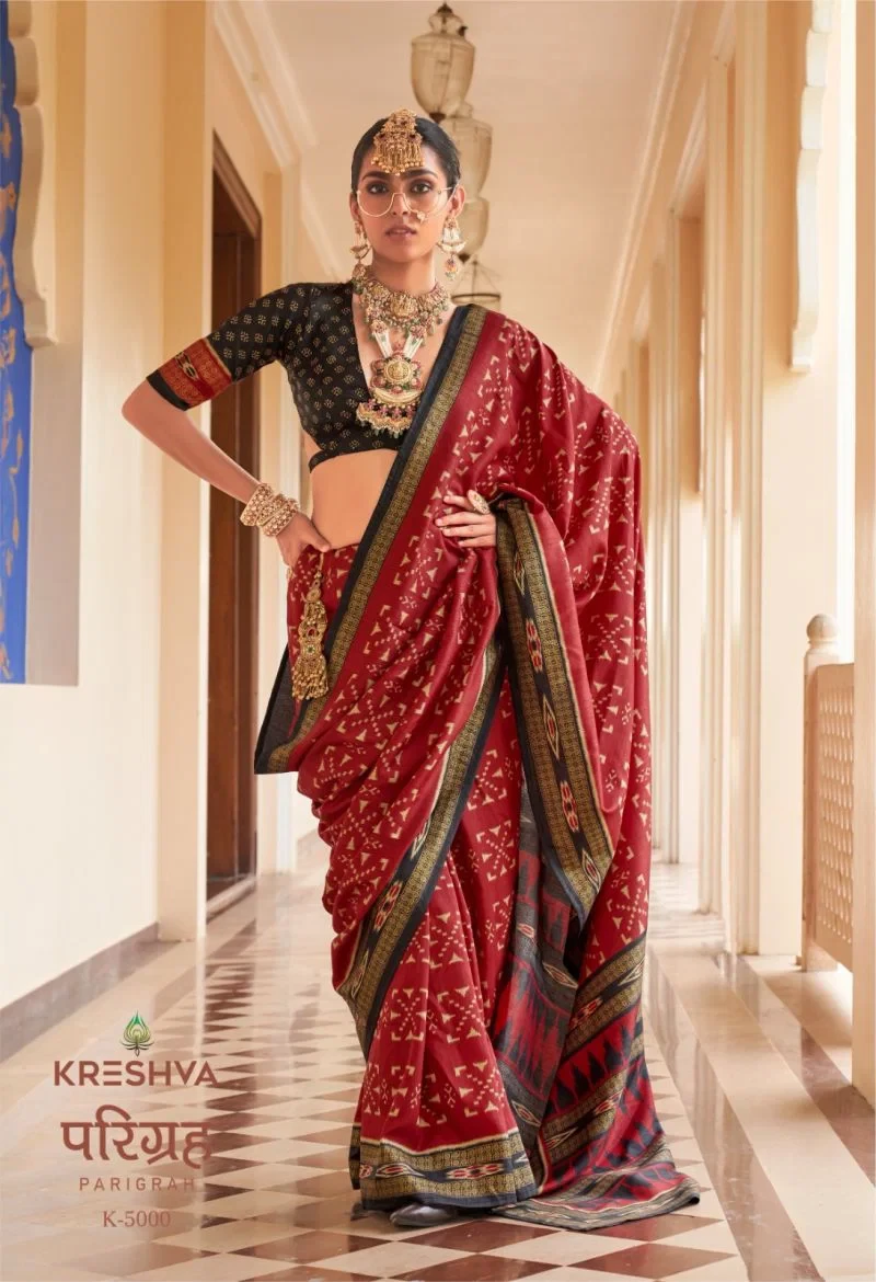 Kreshva Parigrah Mercerised Silk Printed Designer Saree Collection 7