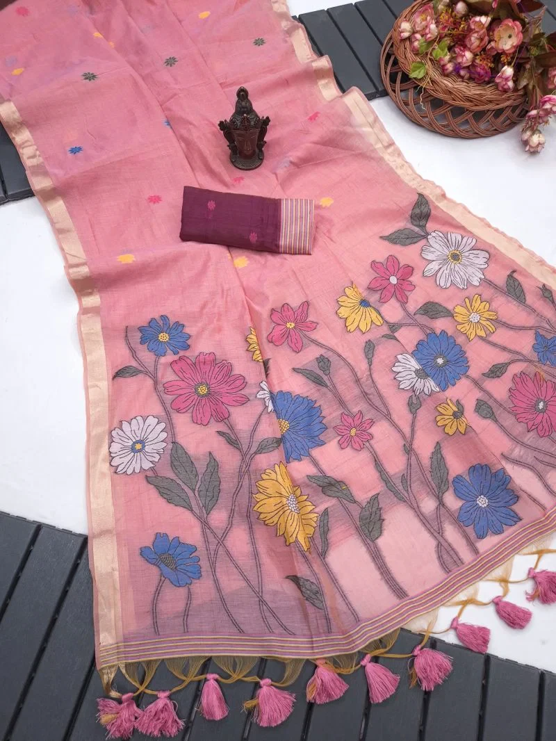 Lotus Vol 1 Munga Cotton Weaving Zari Butti Work Saree Collection 3