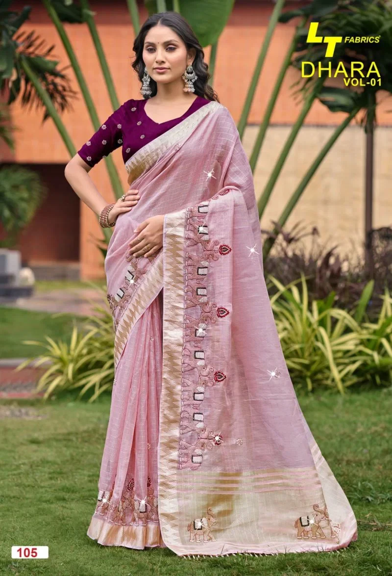Lt Dhara Vol 1 Kora Silk Beads Work Saree Collection 3
