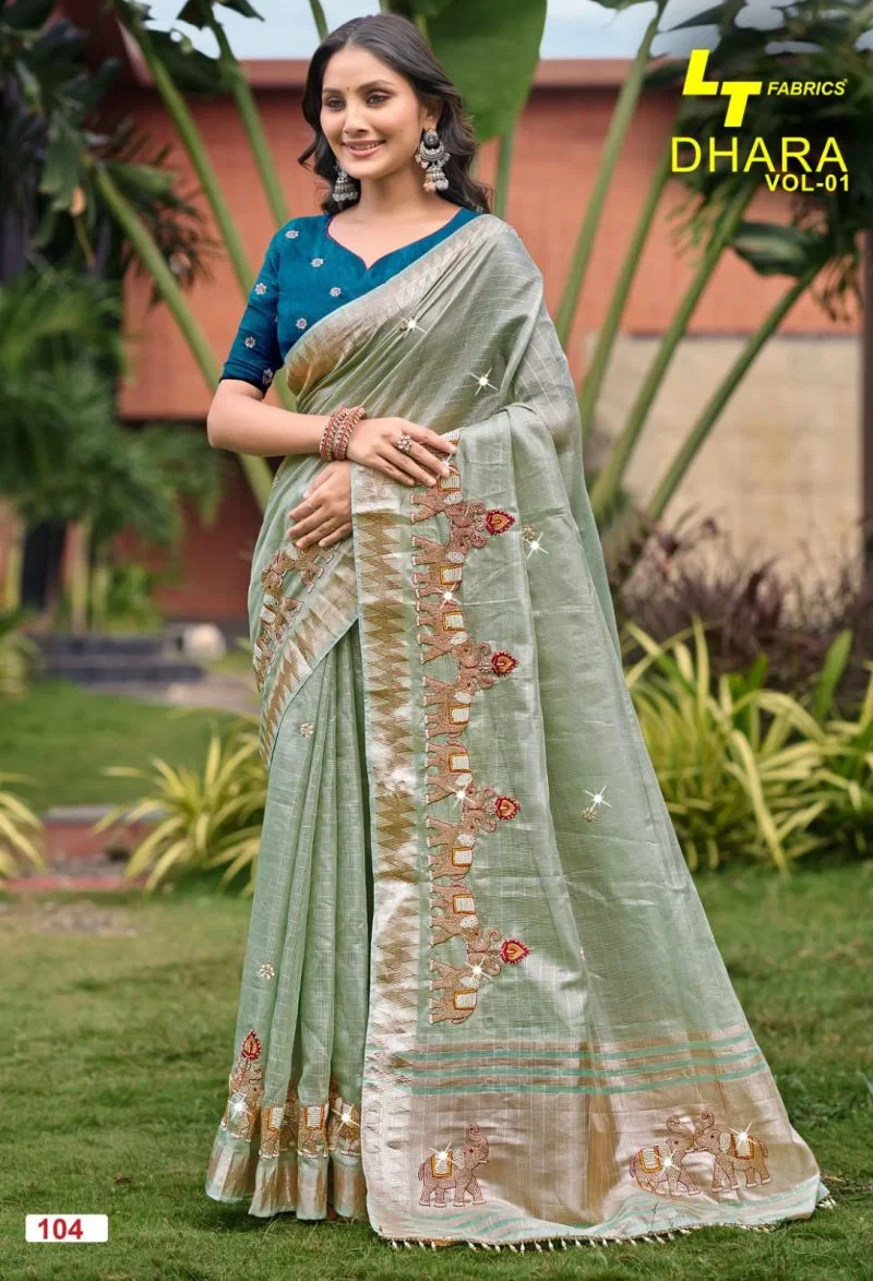Lt Dhara Vol 1 Kora Silk Beads Work Saree Collection 7