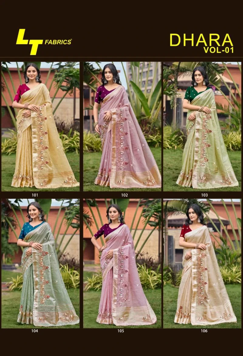 Lt Dhara Vol 1 Kora Silk Beads Work Saree Collection 9