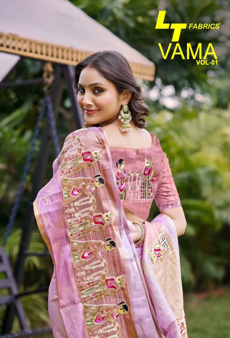 Lt Vama Vol 1 Kora Silk Beads Work Saree Collection 1