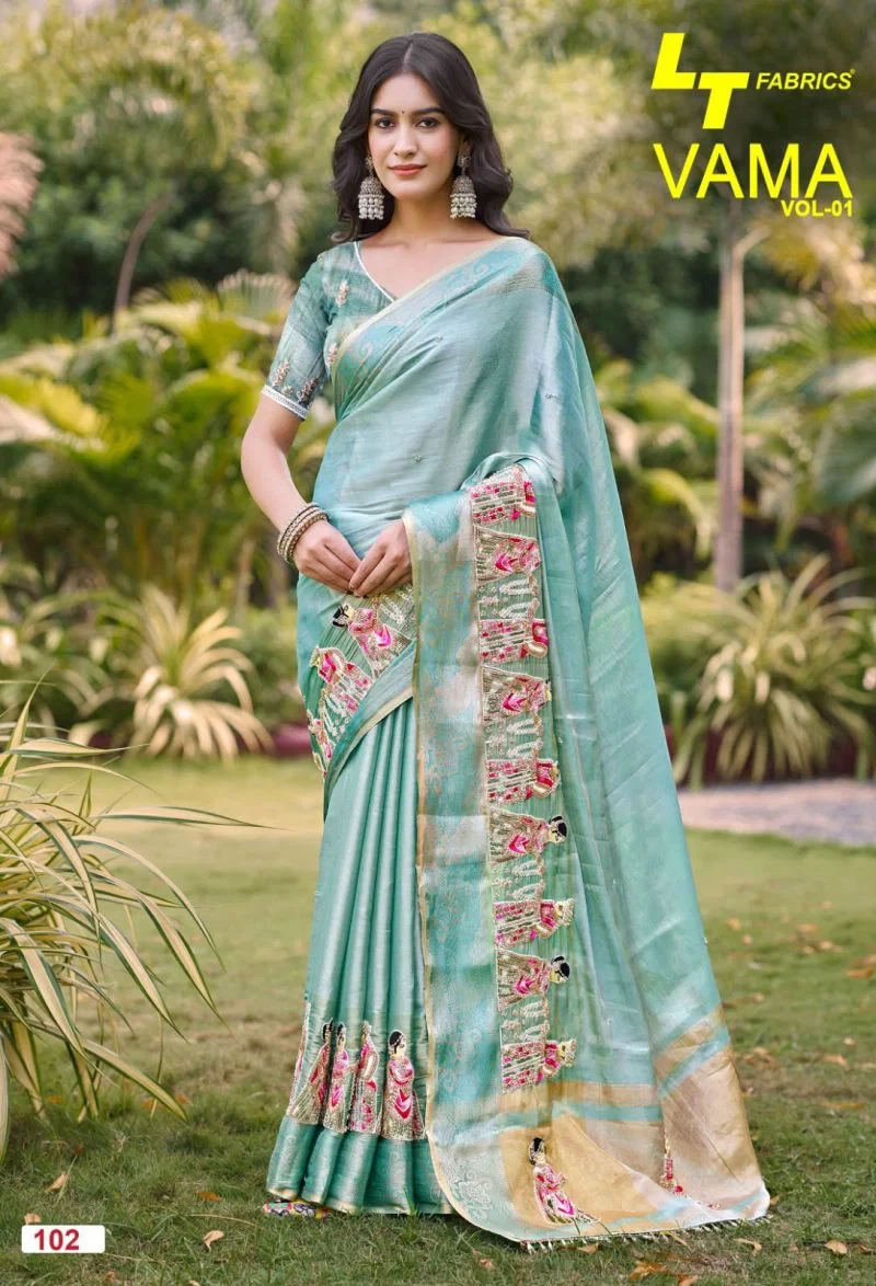 Lt Vama Vol 1 Kora Silk Beads Work Saree Collection 2