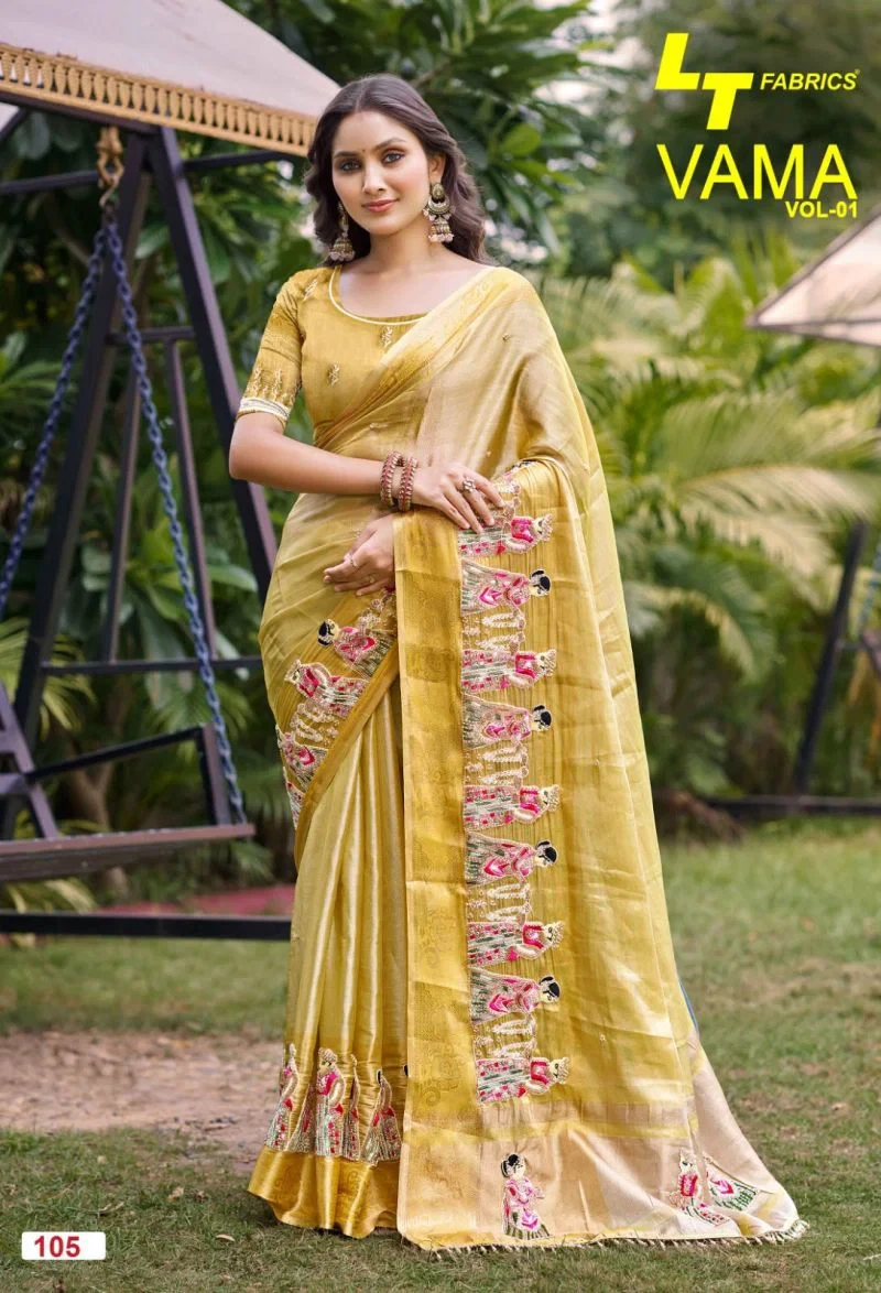 Lt Vama Vol 1 Kora Silk Beads Work Saree Collection 3