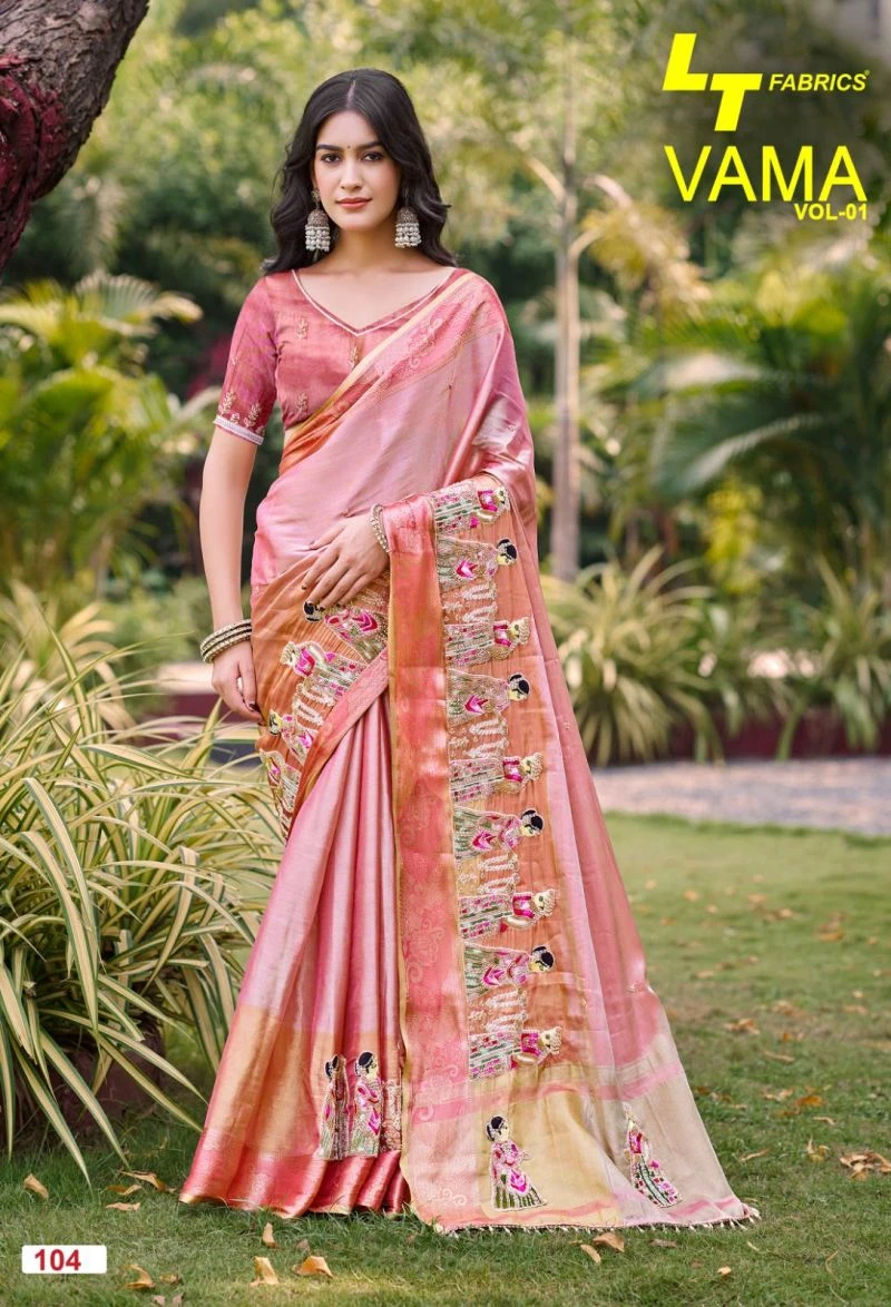 Lt Vama Vol 1 Kora Silk Beads Work Saree Collection 4