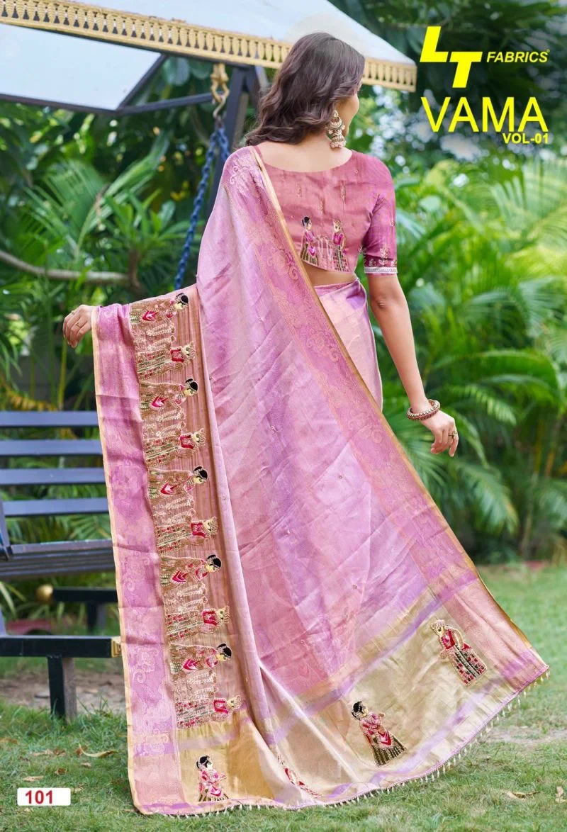 Lt Vama Vol 1 Kora Silk Beads Work Saree Collection 5