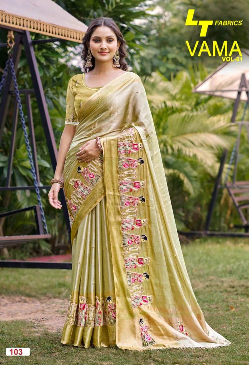 Lt Vama Vol 1 Kora Silk Beads Work Saree Collection 6