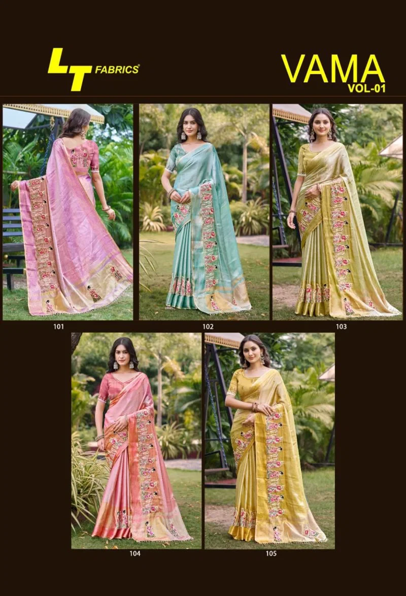 Lt Vama Vol 1 Kora Silk Beads Work Saree Collection 7