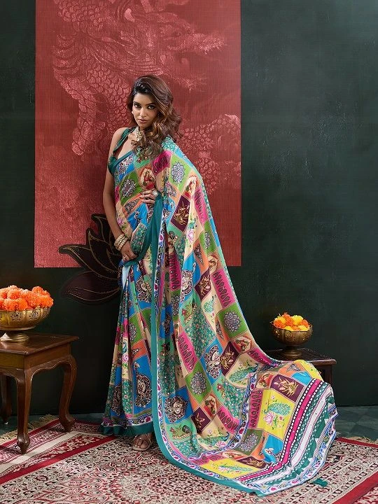 Maahi 246 Crepe Silk Party Wear Digital Printed Saree Collection 2