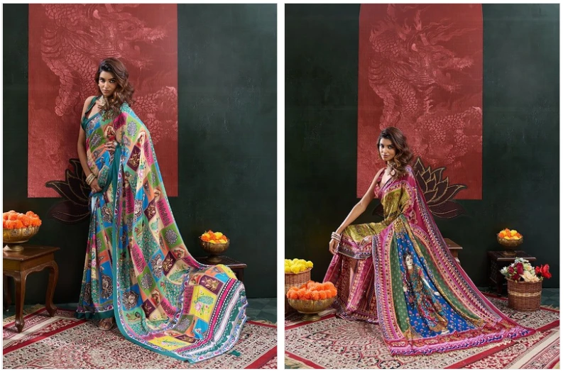 Maahi 246 Crepe Silk Party Wear Digital Printed Saree Collection 4