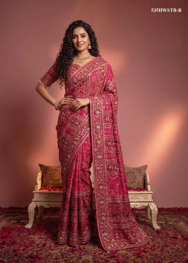 Mahotsav Nimaya Rajwadi Vol 5 Crape Silk Aari Work Saree Collection 1