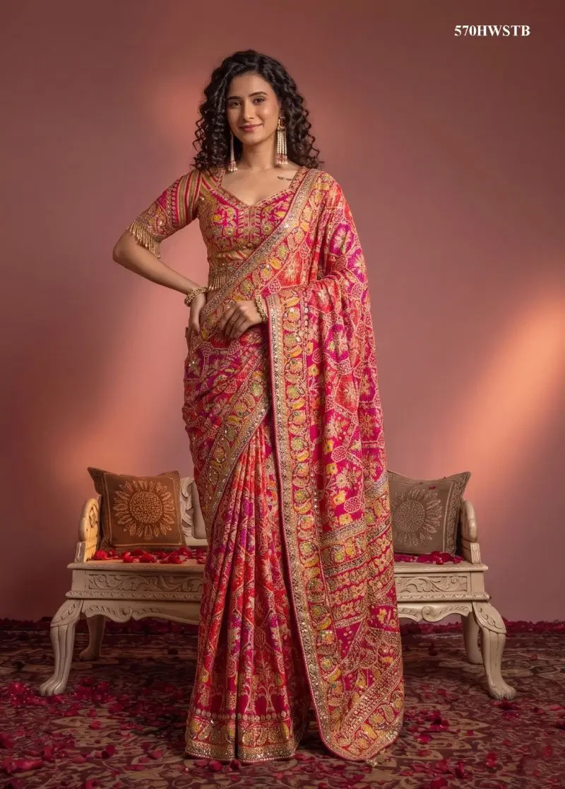 Mahotsav Nimaya Rajwadi Vol 5 Crape Silk Aari Work Saree Collection 5