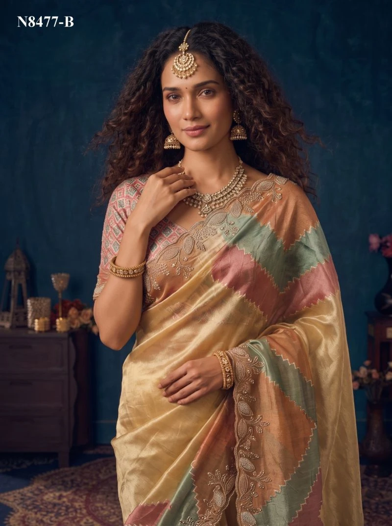 Mahotsav Nimaya Sanskriti Vol 1 Organza Silk Jarkan Work Saree Collection 12