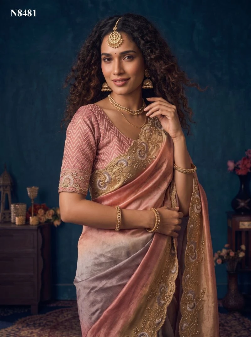 Mahotsav Nimaya Sanskriti Vol 1 Organza Silk Jarkan Work Saree Collection 13