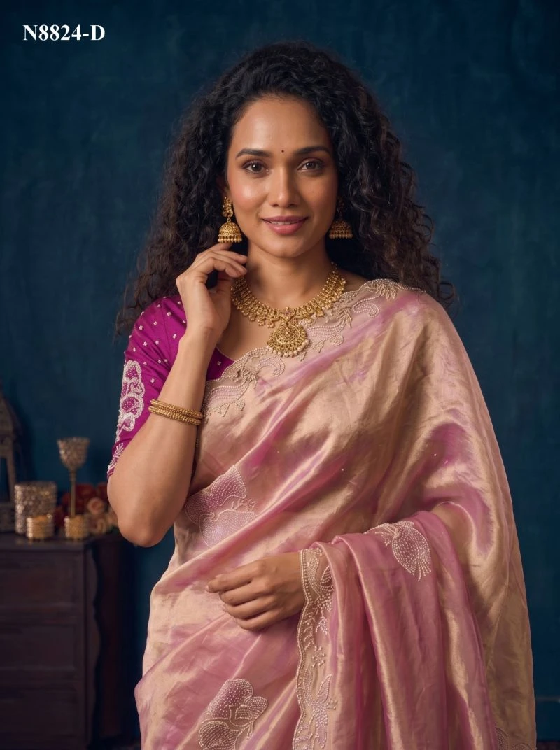 Mahotsav Nimaya Sanskriti Vol 1 Organza Silk Jarkan Work Saree Collection 14