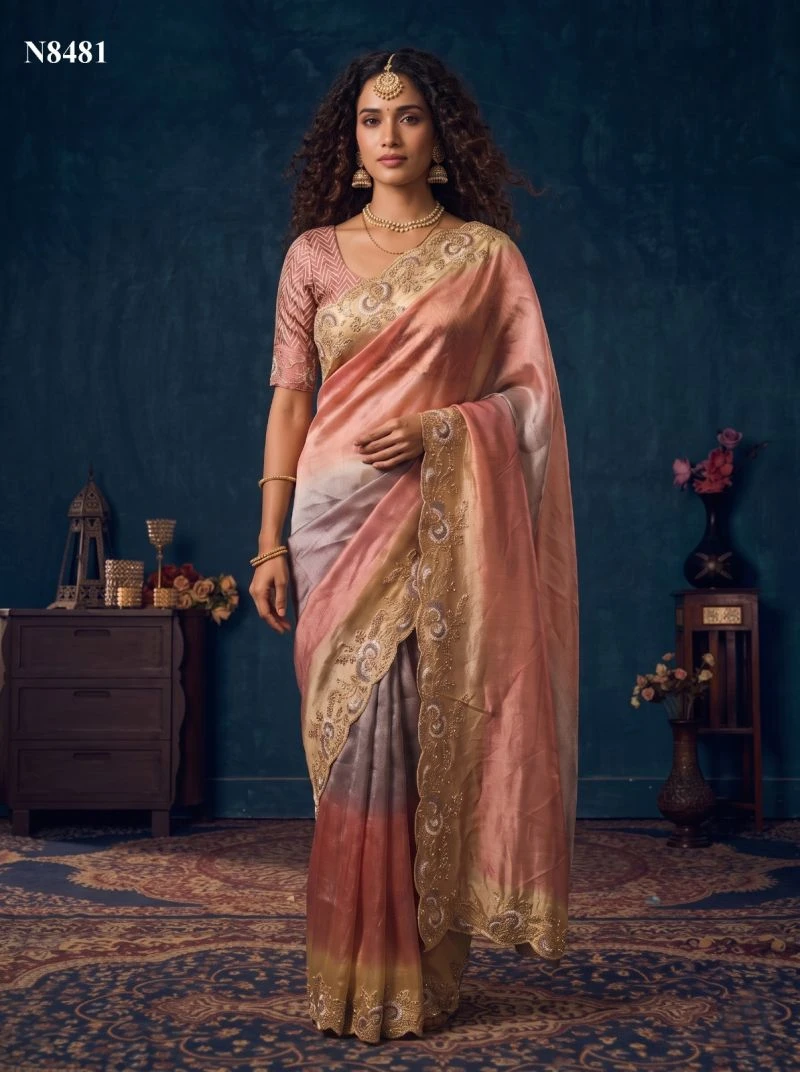 Mahotsav Nimaya Sanskriti Vol 1 Organza Silk Jarkan Work Saree Collection 7
