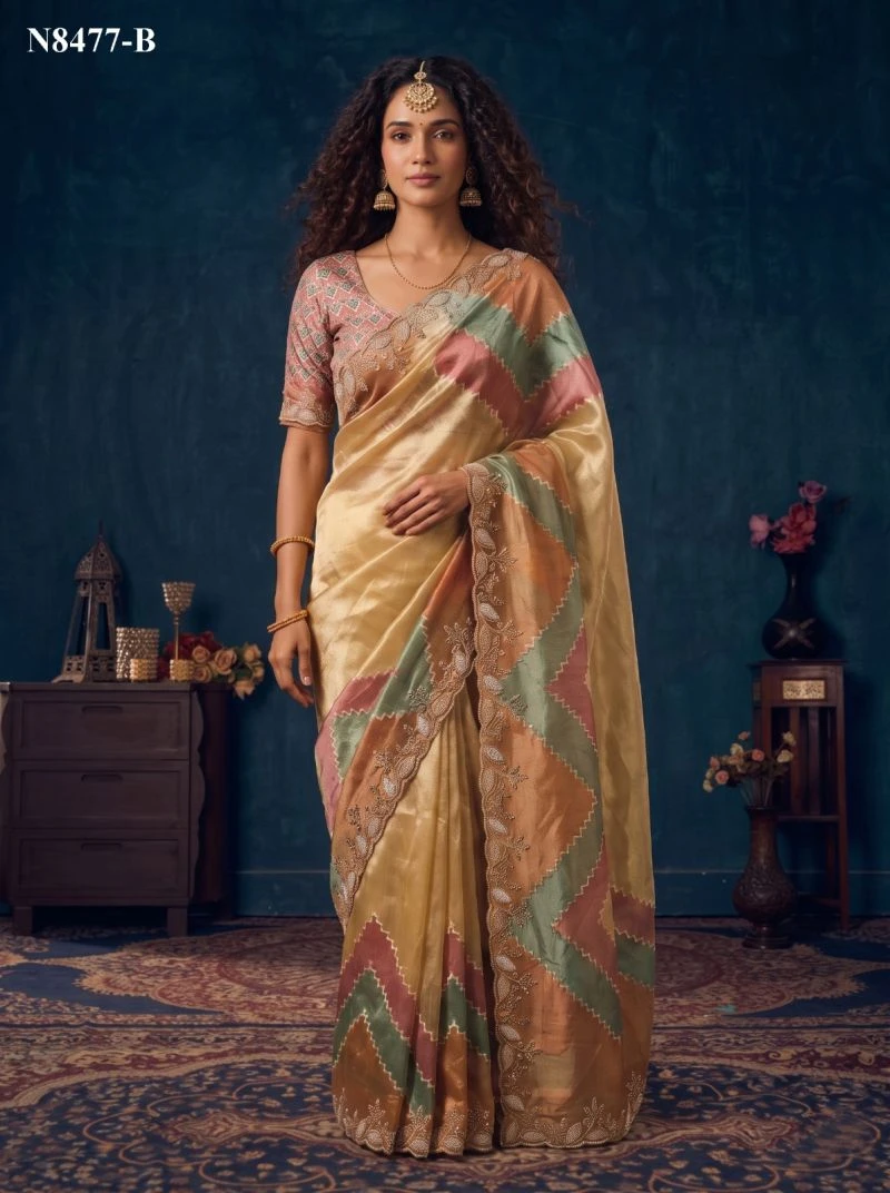 Mahotsav Nimaya Sanskriti Vol 1 Organza Silk Jarkan Work Saree Collection 8