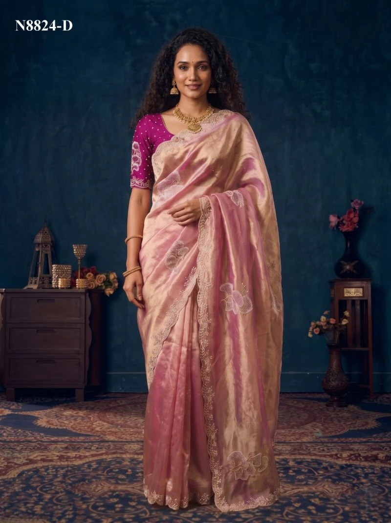 Mahotsav Nimaya Sanskriti Vol 1 Organza Silk Jarkan Work Saree Collection 9