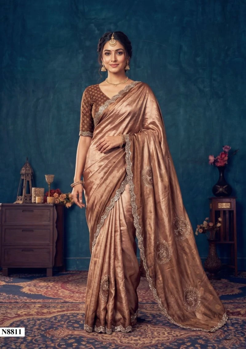 Mahotsav Nimaya Sanskriti Vol 2 Fendy Silk Jarkan Work Saree Collection 2