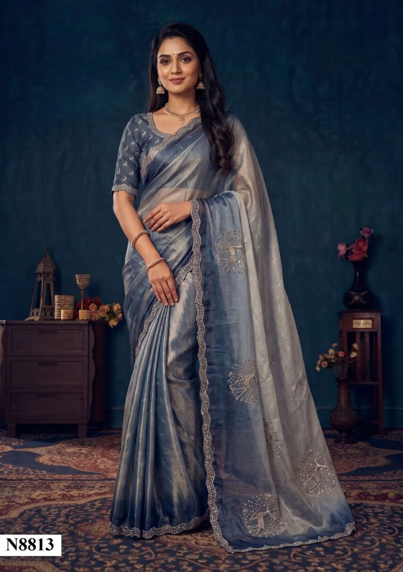 Mahotsav Nimaya Sanskriti Vol 2 Fendy Silk Jarkan Work Saree Collection 4