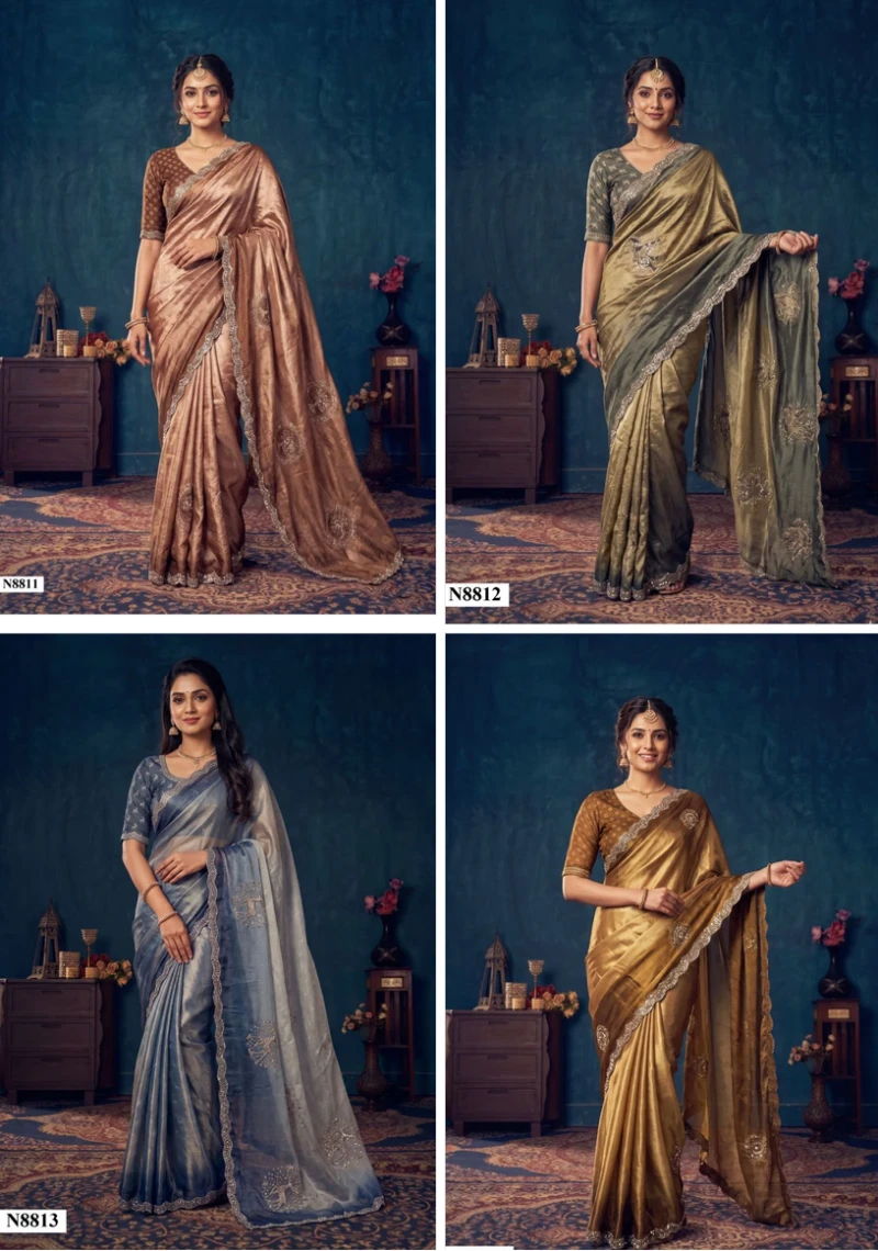 Mahotsav Nimaya Sanskriti Vol 2 Fendy Silk Jarkan Work Saree Collection 7
