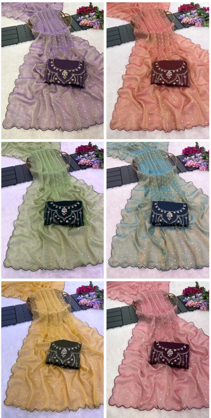 Mandakini Kf Moss Butti Two Tone Embroidered Saree Collection 8