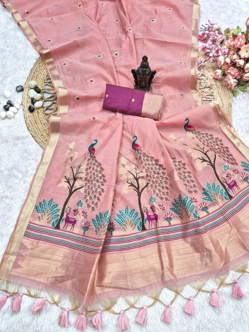 Manjulika Vol 1 Munga Cotton Weaving Zari Butti Work Saree Collection 4