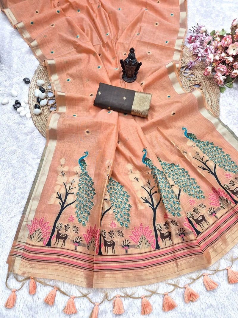 Manjulika Vol 1 Munga Cotton Weaving Zari Butti Work Saree Collection 7