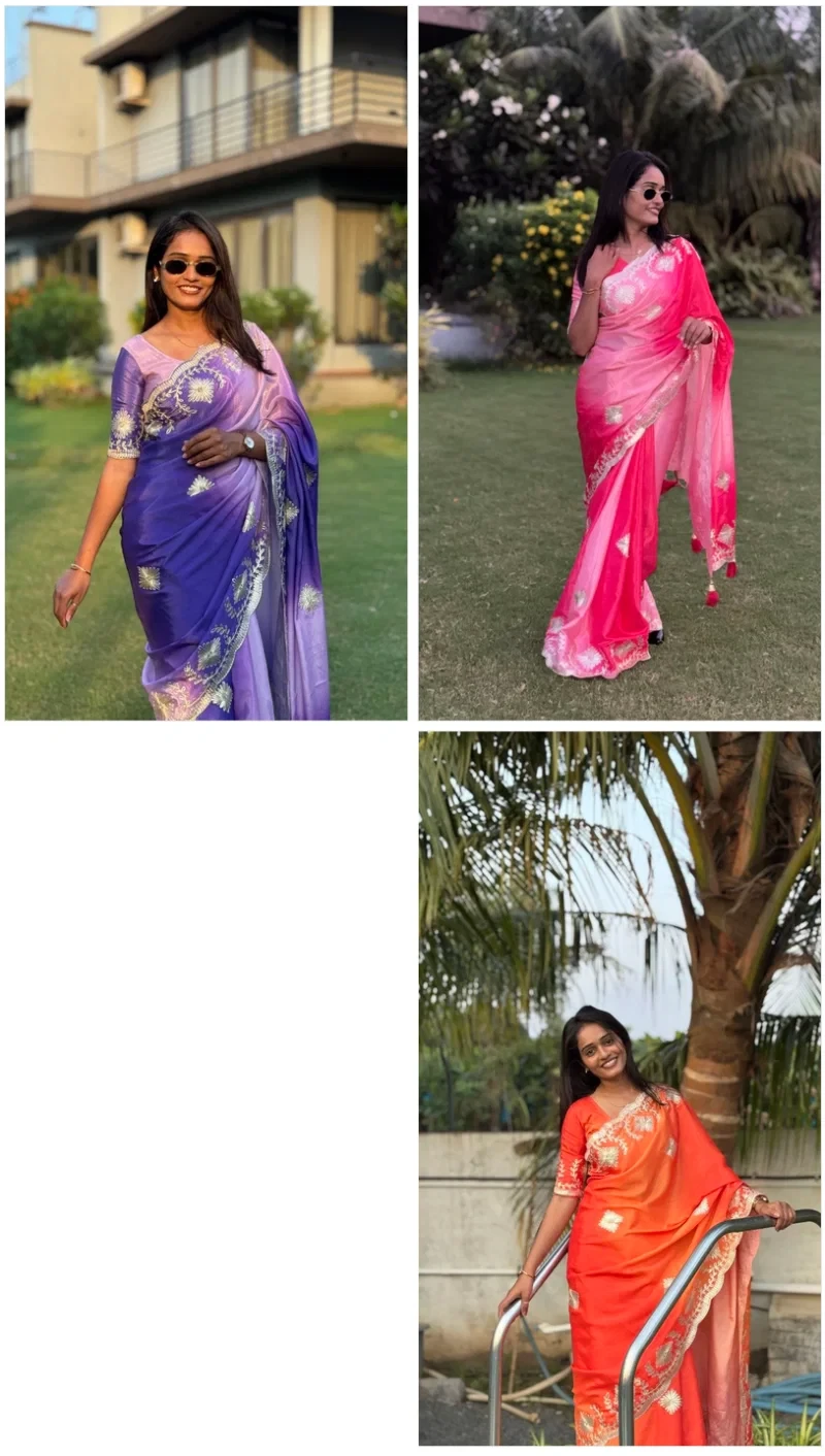 Md S Mahi 414 Chinon Silk Digital Printed Saree Collection 3