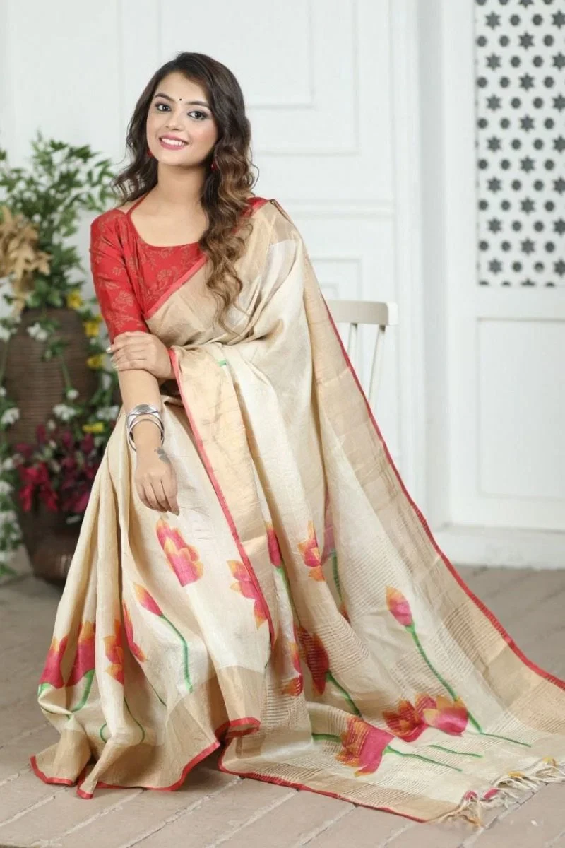Meraki Vol 28 Tusser Silk with Zari Border Saree Collection