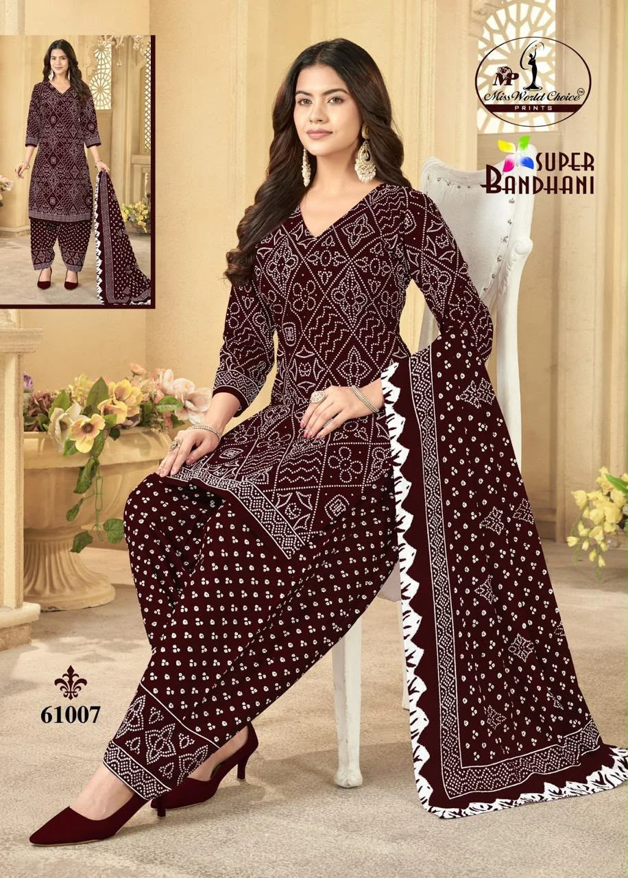 Miss World Choice Super Bandhani Vol 61 Cotton Unstich Suits 10