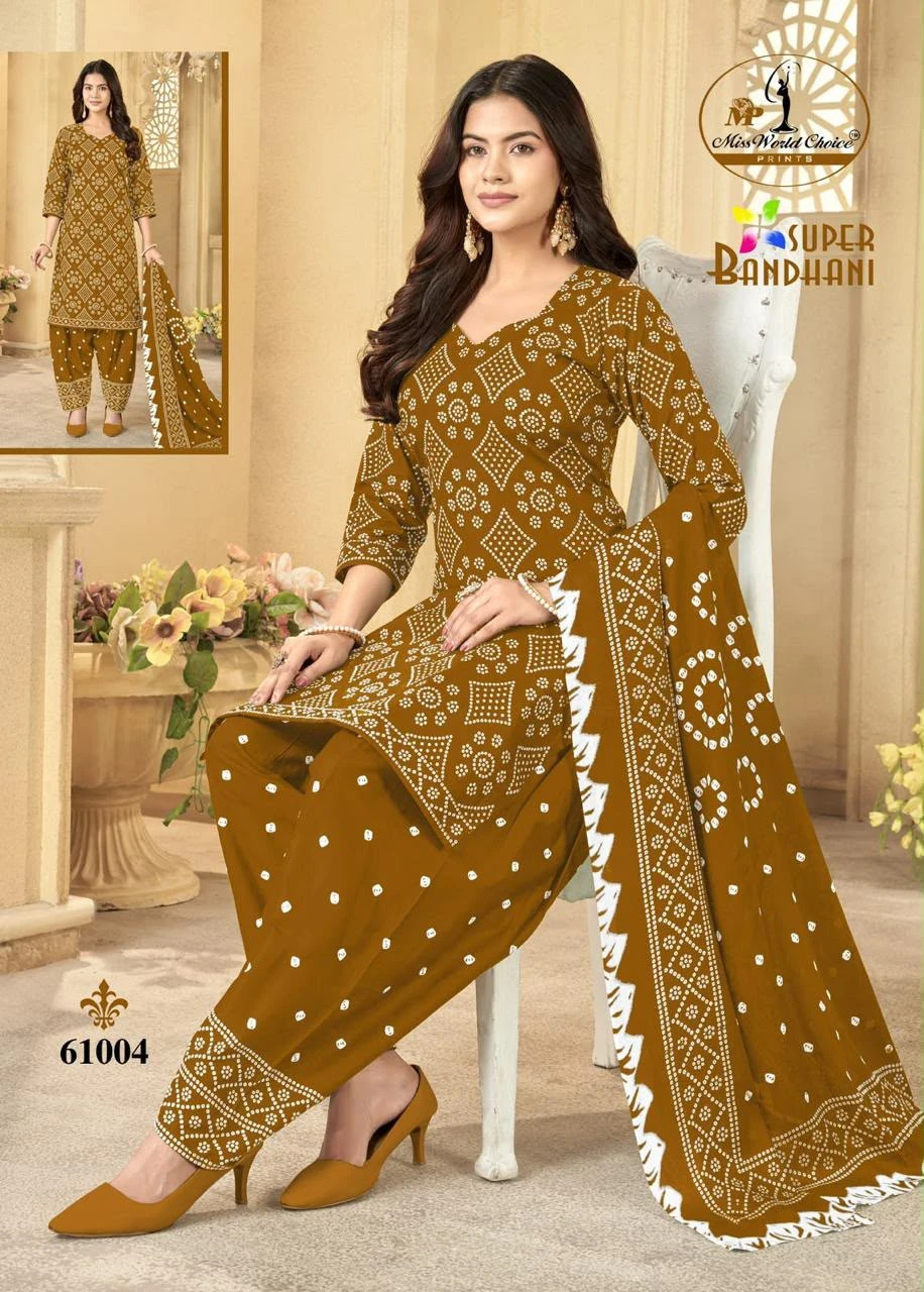 Miss World Choice Super Bandhani Vol 61 Cotton Unstich Suits 11