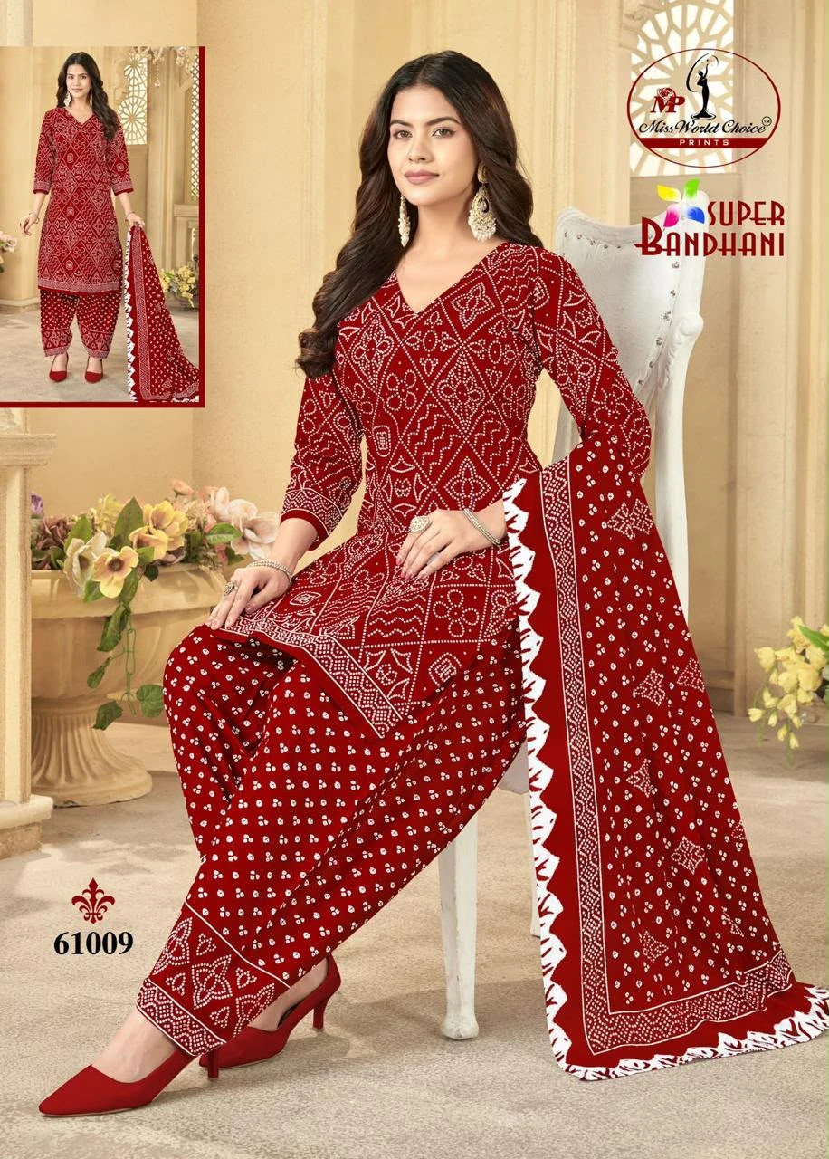 Miss World Choice Super Bandhani Vol 61 Cotton Unstich Suits 3