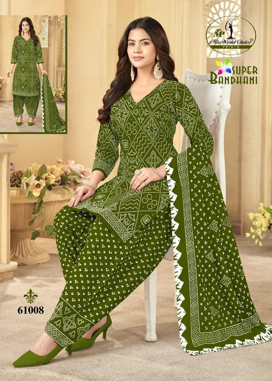 Miss World Choice Super Bandhani Vol 61 Cotton Unstich Suits 9