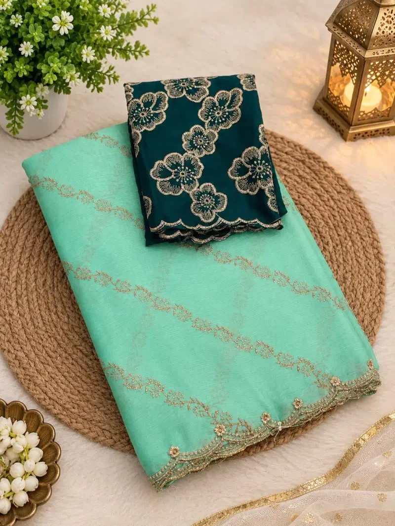 Moss Ah Moss Butti Embroidered Fancy Saree Collection