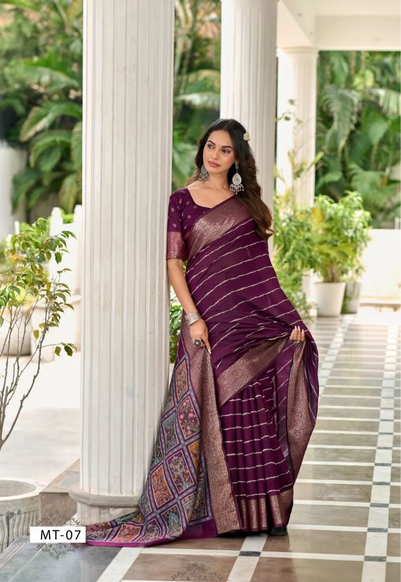 Mothra Thread Viscose Zari Border Printed Saree Collection 10