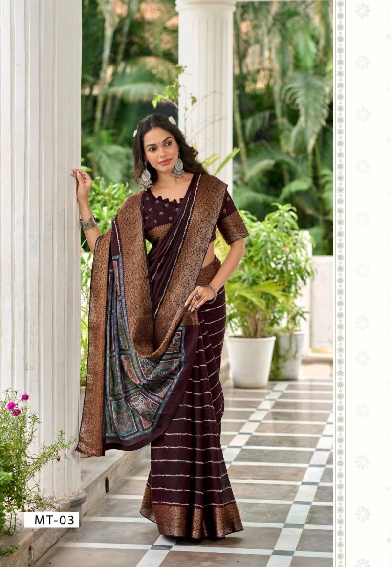 Mothra Thread Viscose Zari Border Printed Saree Collection 12