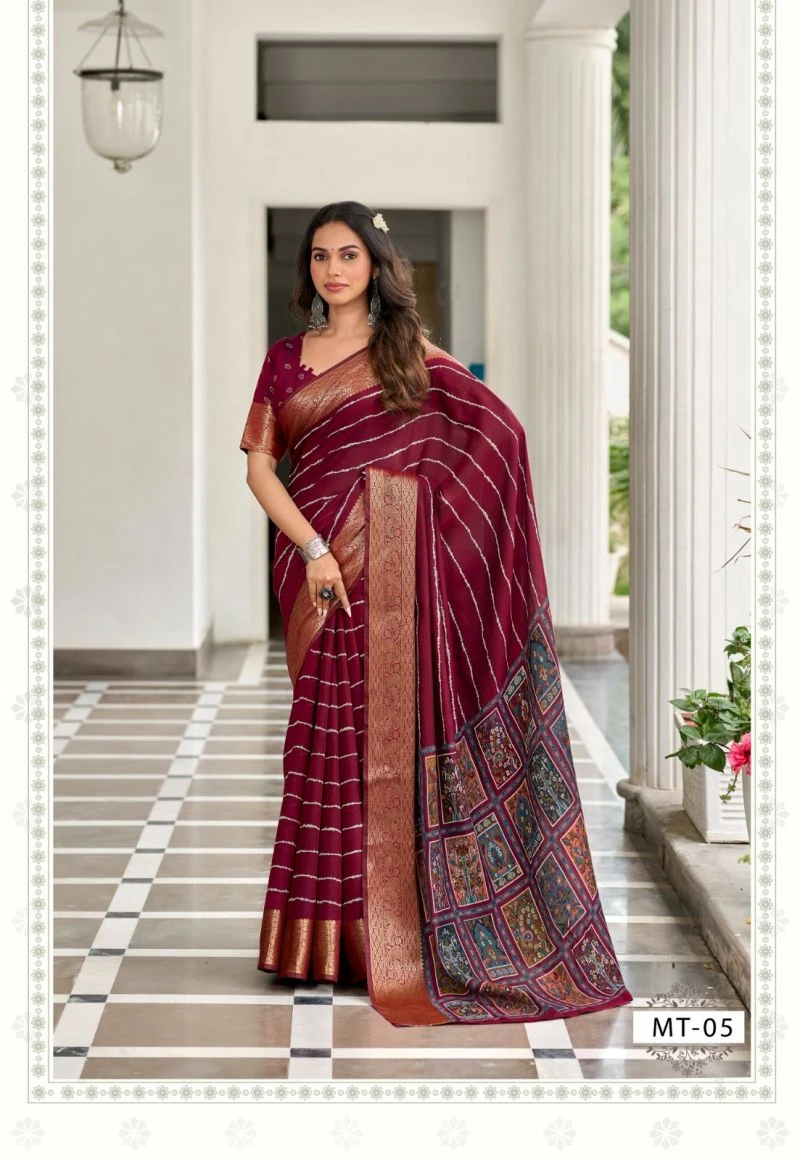 Mothra Thread Viscose Zari Border Printed Saree Collection 2