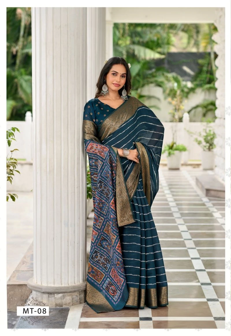Mothra Thread Viscose Zari Border Printed Saree Collection 6