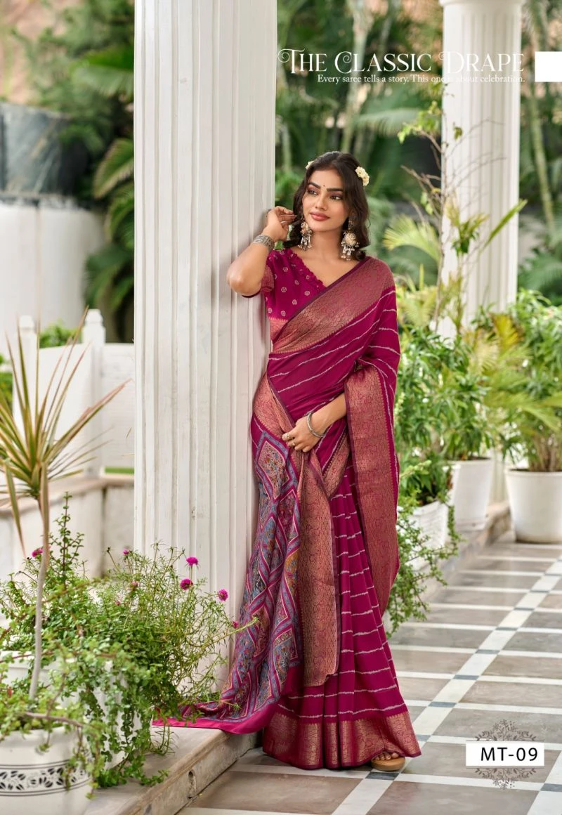 Mothra Thread Viscose Zari Border Printed Saree Collection 7