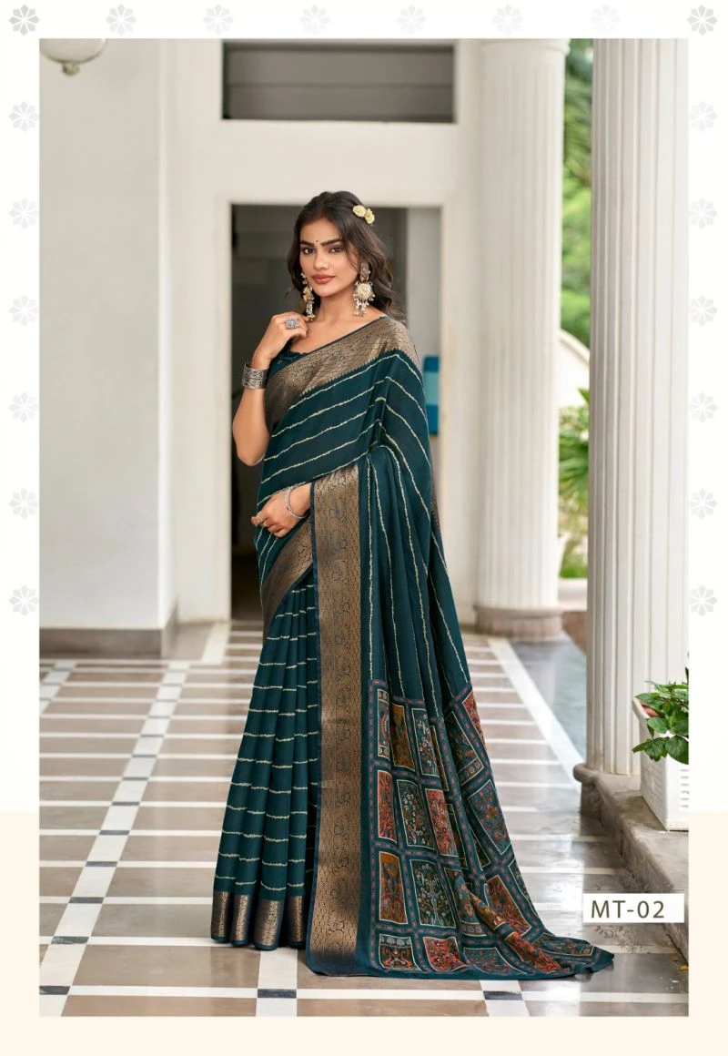Mothra Thread Viscose Zari Border Printed Saree Collection 8