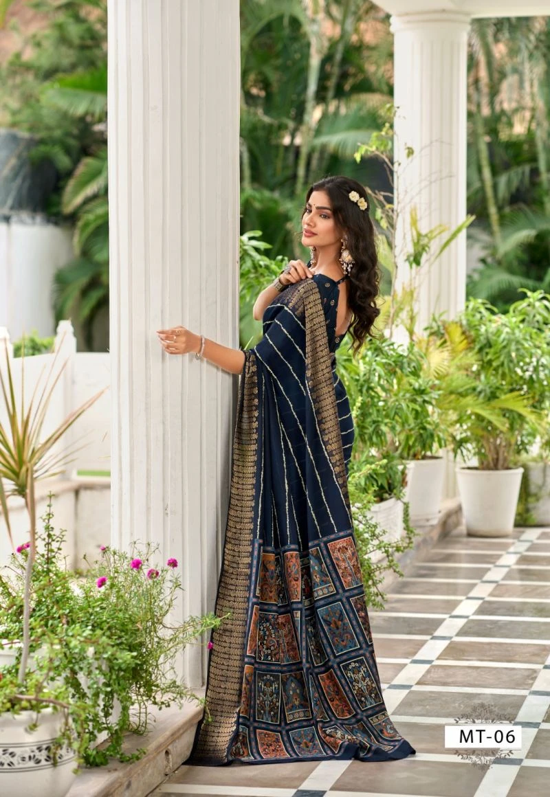 Mothra Thread Viscose Zari Border Printed Saree Collection 9