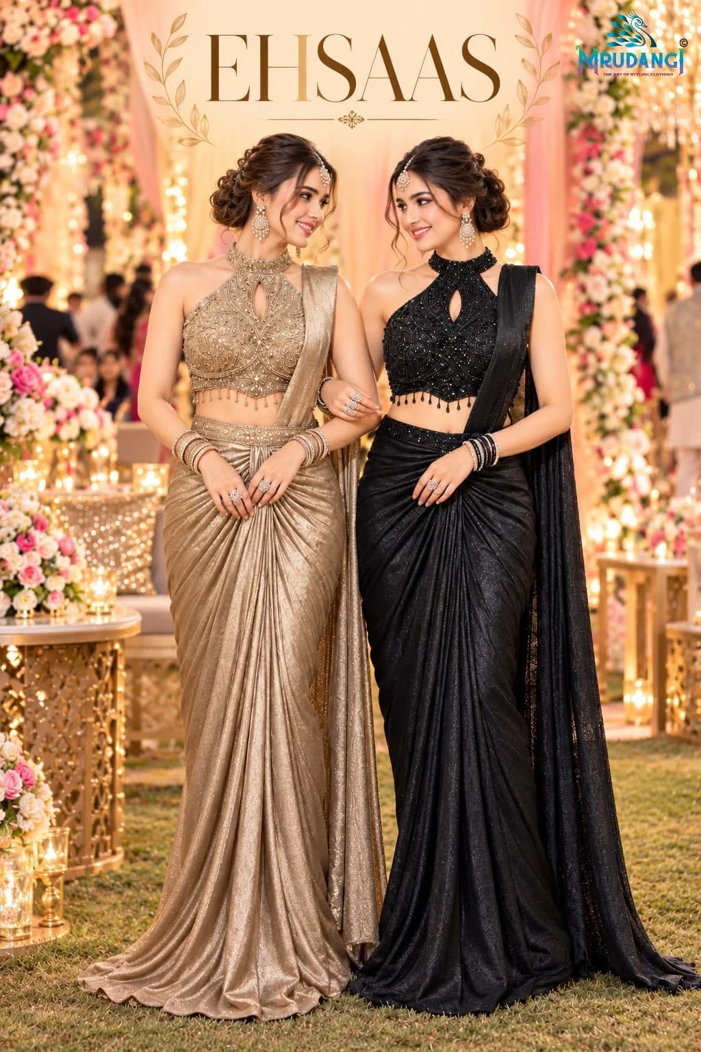 Mrudangi Ehsaas Real Premium Satin Crush Ready To Wear Saree With Heavy Work Blouse 1